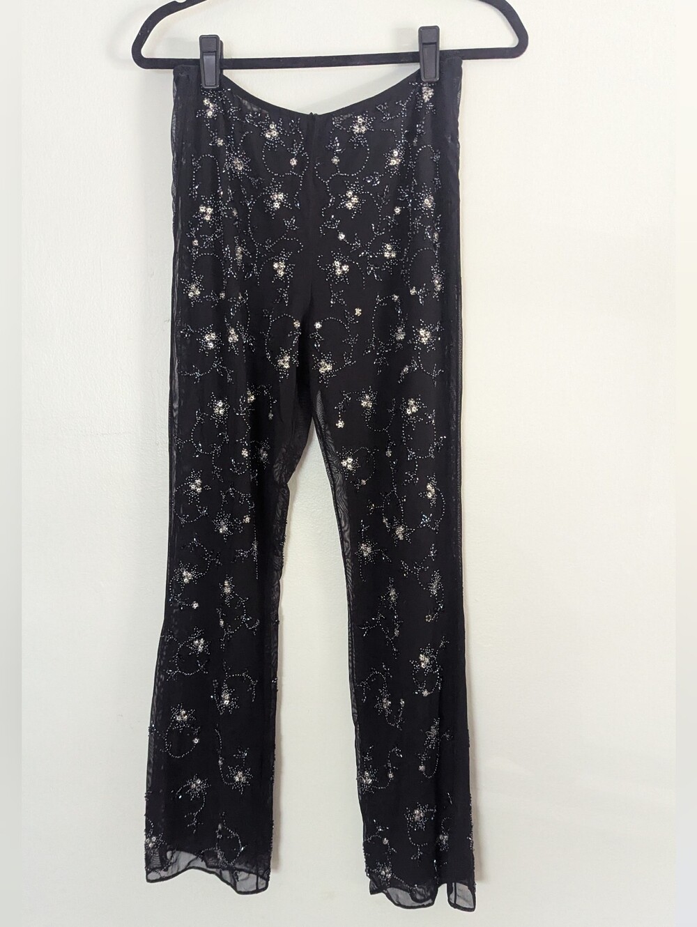 LAUNDRY By Shelli Segal Black Beaded Mesh Pants